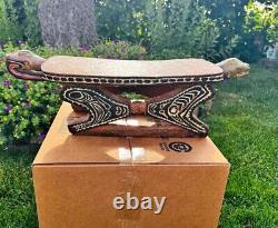 Banctabouret Wood Antique Papua Native Bench Old Wooden Papua New Guinea Rare Z