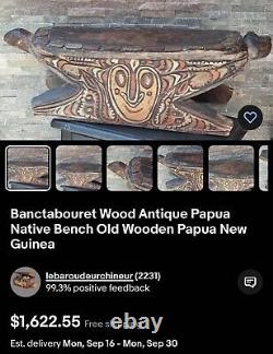 Banctabouret Wood Antique Papua Native Bench Old Wooden Papua New Guinea Rare Z