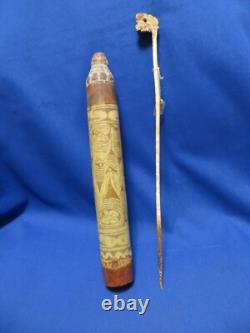 C 1900 Hand Etched Lime Container Papua New Guinea Yamok Tribe Sepic River Area