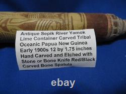 C 1900 Hand Etched Lime Container Papua New Guinea Yamok Tribe Sepic River Area