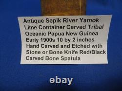 C 1900 Lime Container Bone Spatula Papua New Guinea Yamok Tribe Sepic River Area