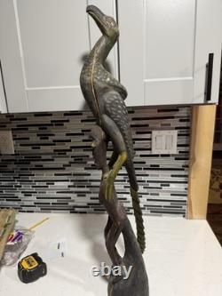 Carved Hornbill bird Papua, New Guinea, vintage Wooden Figure