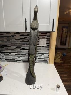 Carved Hornbill bird Papua, New Guinea, vintage Wooden Figure