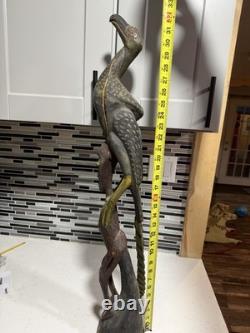 Carved Hornbill bird Papua, New Guinea, vintage Wooden Figure