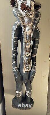 Carved Papua New Guinea Sepik River District Spirit Painted Figure Sculpture Art