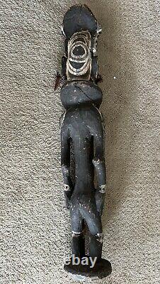 Carved Papua New Guinea Sepik River District Spirit Painted Figure Sculpture Art