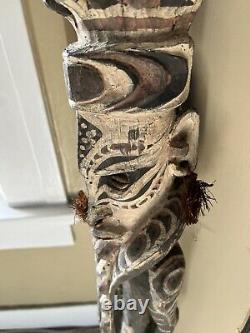 Carved Papua New Guinea Sepik River District Spirit Painted Figure Sculpture Art