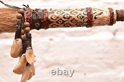 Carved Wood War Spear Dayak Papua New Guinea Indonesian Tribal Weapon W Sheath