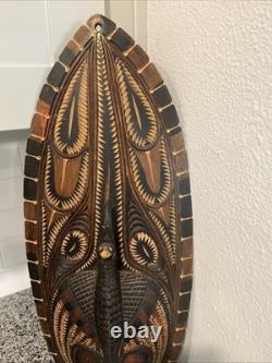 Carved Wooden Mask From Sepik River Region Of Papua, New Guinea 23x 9