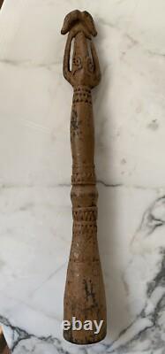 Carved wooden pestle, Asmat culture. Papua New Guinea, Ex Brant Mackley Gallery