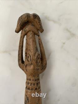 Carved wooden pestle, Asmat culture. Papua New Guinea, Ex Brant Mackley Gallery