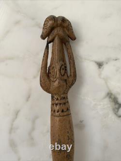 Carved wooden pestle, Asmat culture. Papua New Guinea, Ex Brant Mackley Gallery