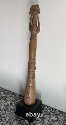 Carved wooden pestle, Asmat culture. Papua New Guinea, Ex Brant Mackley Gallery
