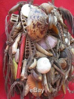 Dani Headhunter Tribe Shaman Bilum Bag With Bones, Shells & More Papua New Guinea