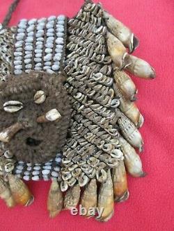 Dani Headhunter Tribe Vintage Shaman's Bilum Bag With Face Papua New Guinea
