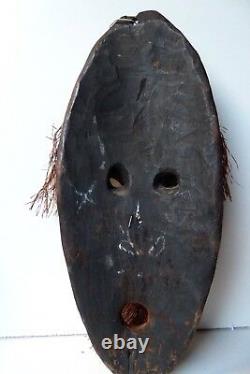 Early Carved Papua New Guinea Spirit Mask Sculpture Ochre Painted Tribal Art