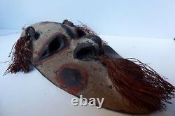 Early Carved Papua New Guinea Spirit Mask Sculpture Ochre Painted Tribal Art