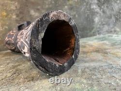 Fine Old Wood Carved Tribal Drum West Papua New Guinea Sentani Region