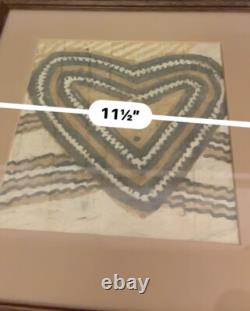 Framed Tapa Cloth Art From Papua New Guinea With Heart Design & Wooden Frame