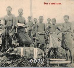 GERMAN NEW GUINEA Postcard Ethnic PPC Herbertshöhe 1912 YACHT Gemany Cols WH156