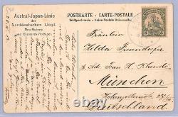 GERMAN NEW GUINEA Postcard Ethnic PPC Herbertshöhe 1912 YACHT Gemany Cols WH156