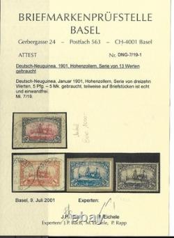 German New Guinea Mi 7-19 used with certificate very fine CV 1000 euro plus