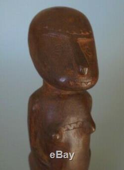 Good Oceanic Polynesian Papua New Guinea Massim Standing Figure Carved Hardwood