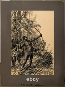 Hans Werner Schmidt (1859-1950) Papua New Guinea Hunters Illustration, 1900