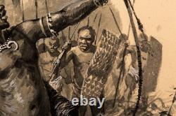 Hans Werner Schmidt (1859-1950) Papua New Guinea Hunters Illustration, 1900