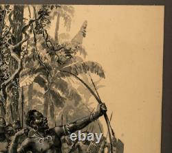 Hans Werner Schmidt (1859-1950) Papua New Guinea Hunters Illustration, 1900