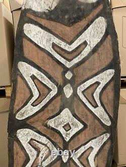 Huge 72 Hand Carved Wooden Asmat Shield Papua New Guinea