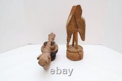 LOT 2 ATQ Massim Papua New Guinea Carved Wood Sculptures oil Bowl Eagle Figure LOT 2 ATQ Massim Papua New Guinea Carved Wood Sculptures oil Bowl Eagle Figure