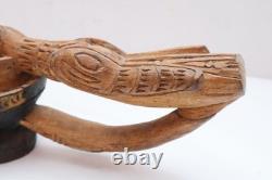 LOT 2 ATQ Massim Papua New Guinea Carved Wood Sculptures oil Bowl Eagle Figure