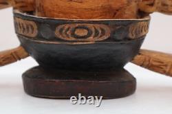 LOT 2 ATQ Massim Papua New Guinea Carved Wood Sculptures oil Bowl Eagle Figure