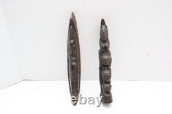 LOT 2 Papua New Guinea Massim Wood LIFE / DEATH Carving Figure Statue Totem pole
