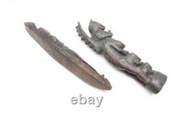 LOT 2 Papua New Guinea Massim Wood LIFE / DEATH Carving Figure Statue Totem pole