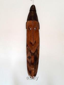 Large 90cm Old Vintage Sepik River Wood Mei Mask Tribal Papua New Guinea PNG