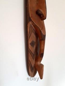 Large 90cm Old Vintage Sepik River Wood Mei Mask Tribal Papua New Guinea PNG