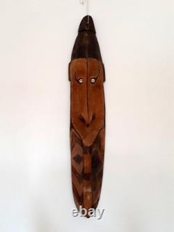 Large 90cm Old Vintage Sepik River Wood Mei Mask Tribal Papua New Guinea PNG