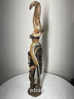 Large Papua New Guinea Sepik River Totem Figure Hand-Carved Wood Sculpture wit