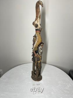 Large Papua New Guinea Sepik River Totem Figure Hand-Carved Wood Sculpture wit