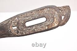 Late 1800s-Early 1900s Papua New Guinea Massim Spatula Club Carved Incised Wood