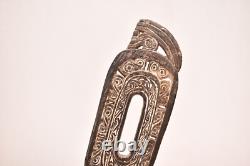 Late 1800s-Early 1900s Papua New Guinea Massim Spatula Club Carved Incised Wood
