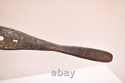 Late 1800s-Early 1900s Papua New Guinea Massim Spatula Club Carved Incised Wood