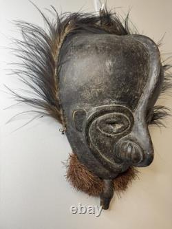 Lg RarePapua New Guinea Sepik River Mask Wood Feather Fiber 20 Ceremonial