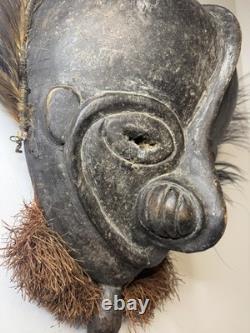 Lg RarePapua New Guinea Sepik River Mask Wood Feather Fiber 20 Ceremonial