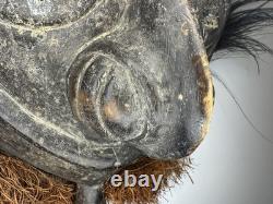 Lg RarePapua New Guinea Sepik River Mask Wood Feather Fiber 20 Ceremonial