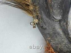 Lg RarePapua New Guinea Sepik River Mask Wood Feather Fiber 20 Ceremonial