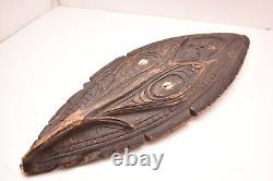 Mask Papua New Guinea Iatmul Savi Ancestor Mask Carved W couri shells 17.5 tall