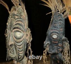 Mindimbit Village Male & Female Ancestor Figures on Metal Stands, PNG 19h